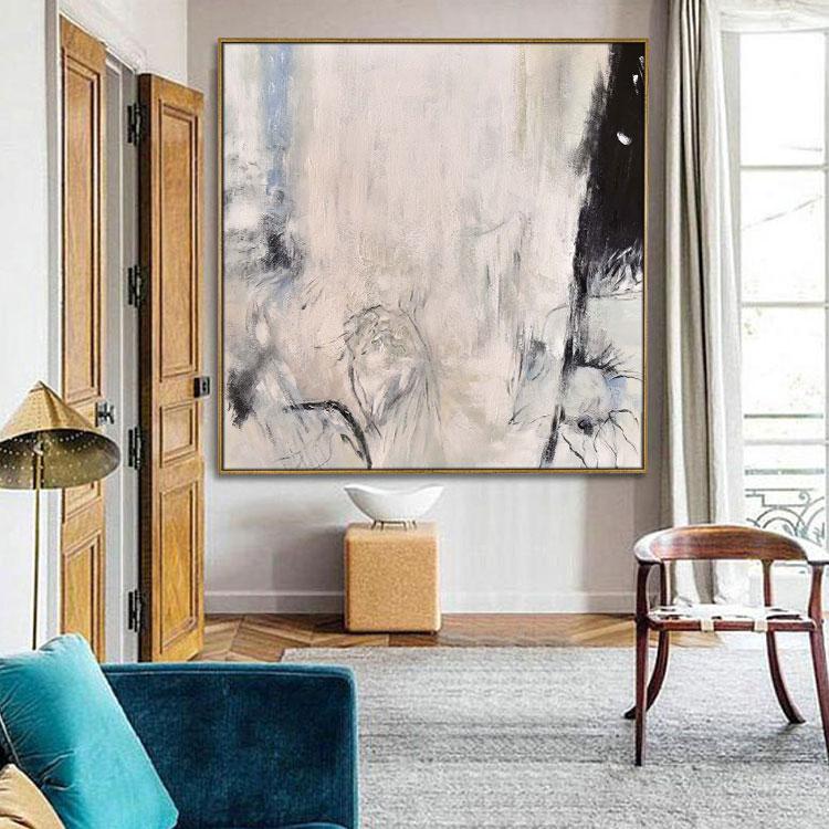 Hand-painted abstract of large oil painting debris flow