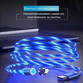 Newest 3 in 1 Fast Charging Colorful Streamer Magnetic Data Line for Android/iOS/Type C Phone