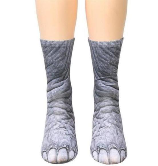 3D Printed Animal Paw Crew Socks Warm Unisex Cosplay Novelty Cotton Socks