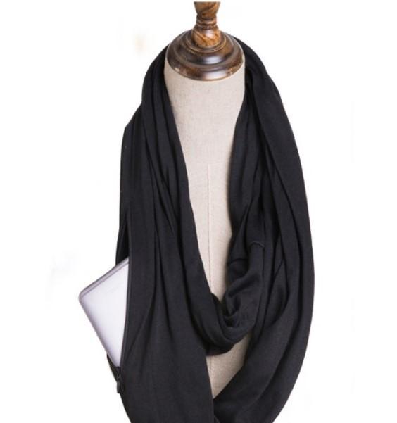 Women Convertible Pocket Scarf with Zipper