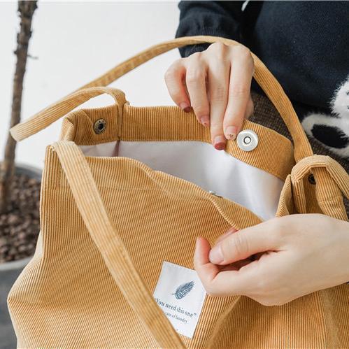 Casual Large Capacity Corduroy Shopping Shoulder Bag Women Travel Tote Handbag