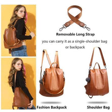 Load image into Gallery viewer, Premium Leather Three Way Anti-Thief Women's Backpack
