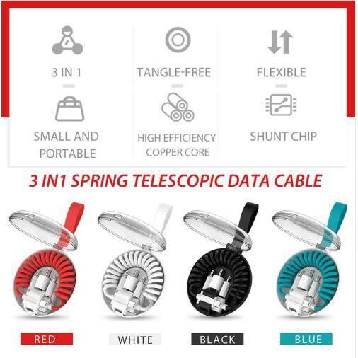 3 in 1 Spring German Data Cable Adapter