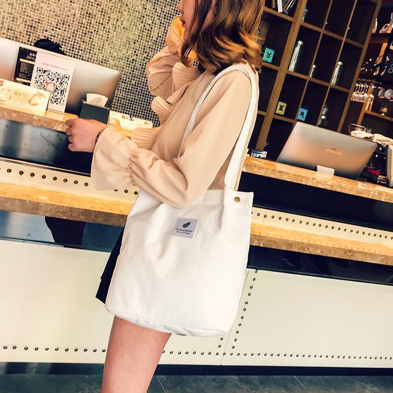 Casual Large Capacity Corduroy Shopping Shoulder Bag Women Travel Tote Handbag