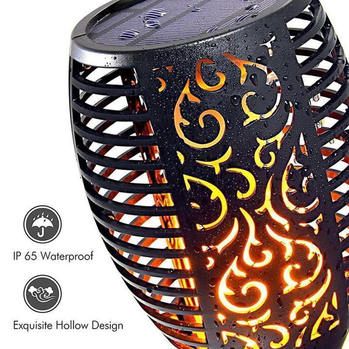 LED Solar Path Torch Light Dancing Flame Night
