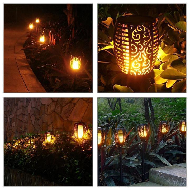 LED Solar Path Torch Light Dancing Flame Night