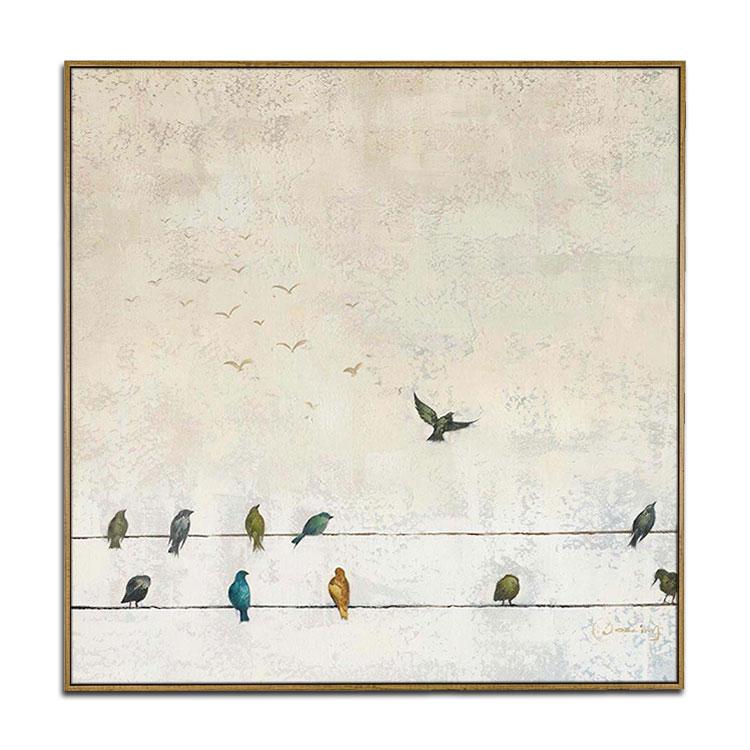 Oil painting bird-Migratory birds return