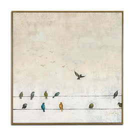 Oil painting bird-Migratory birds return