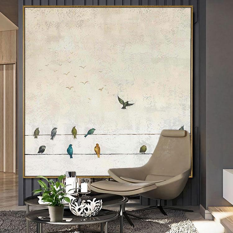 Oil painting bird-Migratory birds return