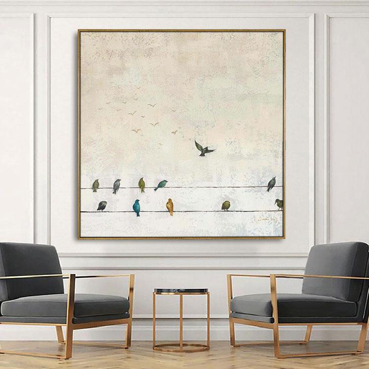 Oil painting bird-Migratory birds return