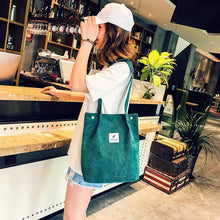 Load image into Gallery viewer, Casual Large Capacity Corduroy Shopping Shoulder Bag Women Travel Tote Handbag