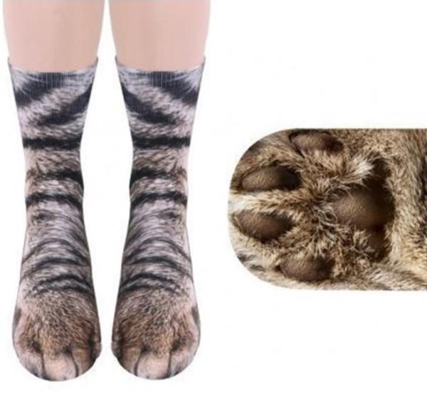 3D Printed Animal Paw Crew Socks Warm Unisex Cosplay Novelty Cotton Socks