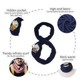 Women Convertible Pocket Scarf with Zipper