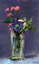 Load image into Gallery viewer, Carnations and Clematis in a Crystal Vase