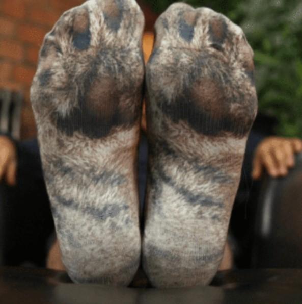 3D Printed Animal Paw Crew Socks Warm Unisex Cosplay Novelty Cotton Socks