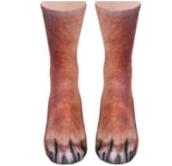 3D Printed Animal Paw Crew Socks Warm Unisex Cosplay Novelty Cotton Socks