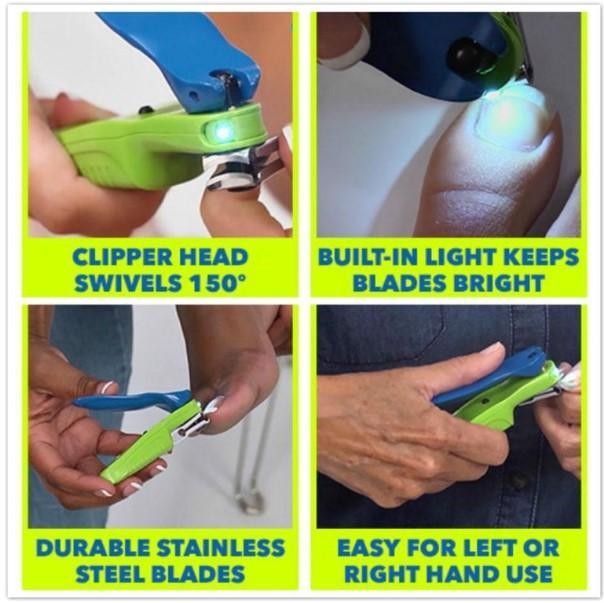 Handle 150 Degree Swivel Nail Clipper with LED Light As Seen on TV