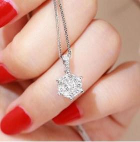Women's Clavicle Chain 18K White Gold  Diamond Necklace