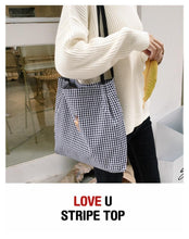 Load image into Gallery viewer, HEART + PLAID TOTE BAG