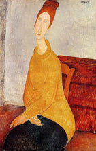 Load image into Gallery viewer, Jeanne H buterne in a Yellow Sweater