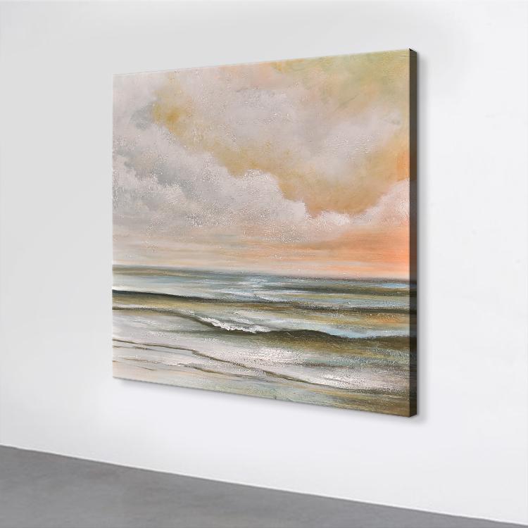 Original oil painting Calm seas and clear skies