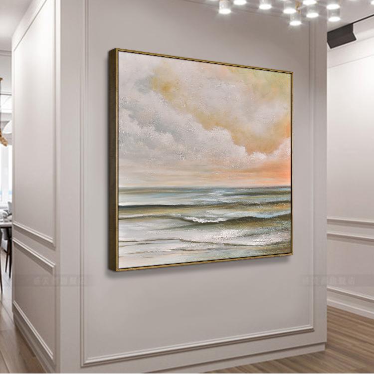 Original oil painting Calm seas and clear skies