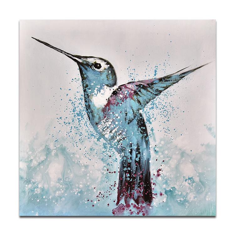 Original realistic oil painting of hummingbird
