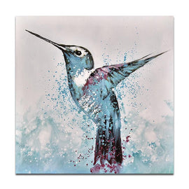 Original realistic oil painting of hummingbird