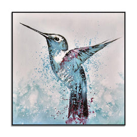 Original realistic oil painting of hummingbird