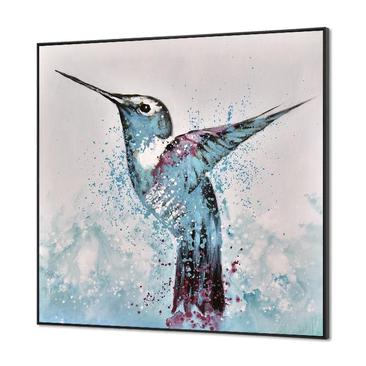 Original realistic oil painting of hummingbird