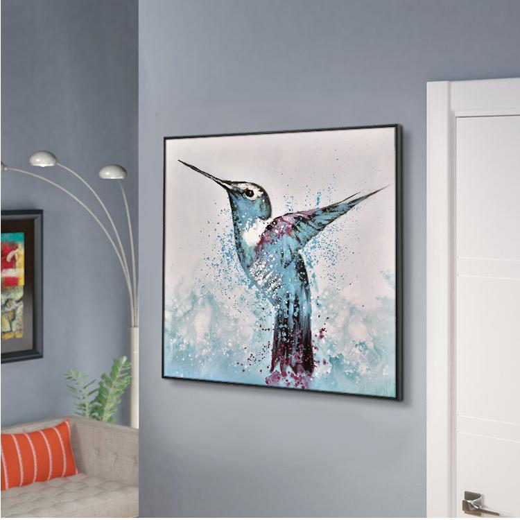 Original realistic oil painting of hummingbird