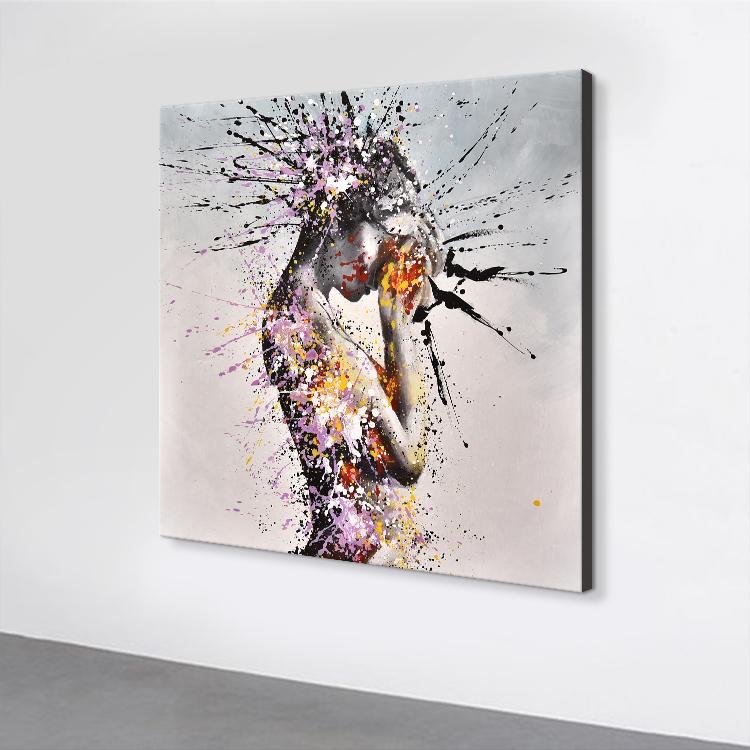 Abstract painting wall art, a woman growing hurt