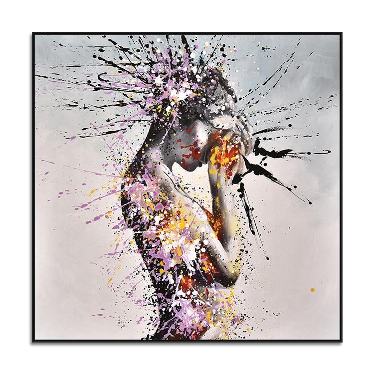 Abstract painting wall art, a woman growing hurt