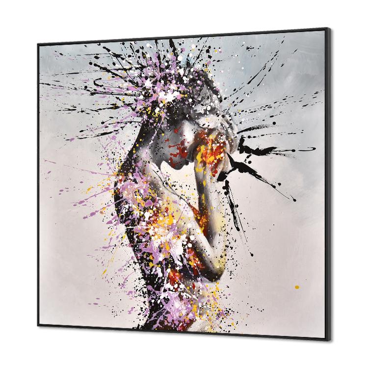 Abstract painting wall art, a woman growing hurt