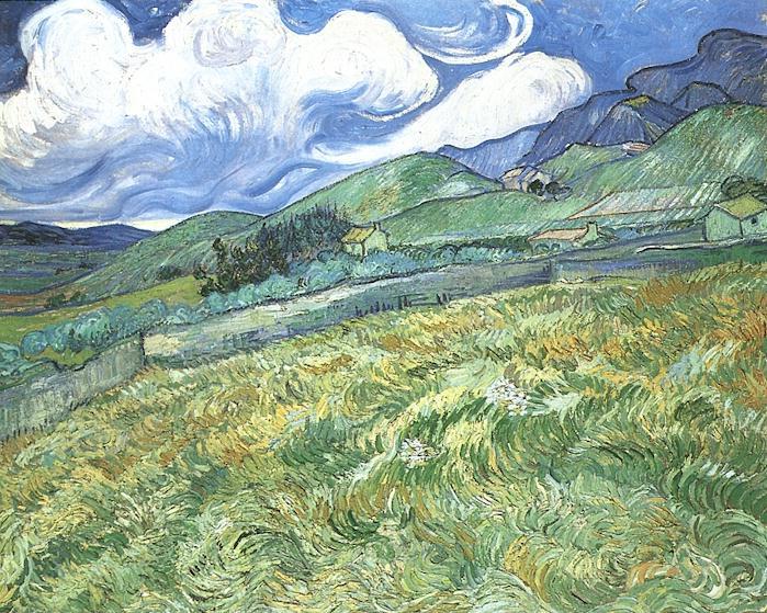 Paysage montagneux derri re l h pital de Saint Pau 1889l