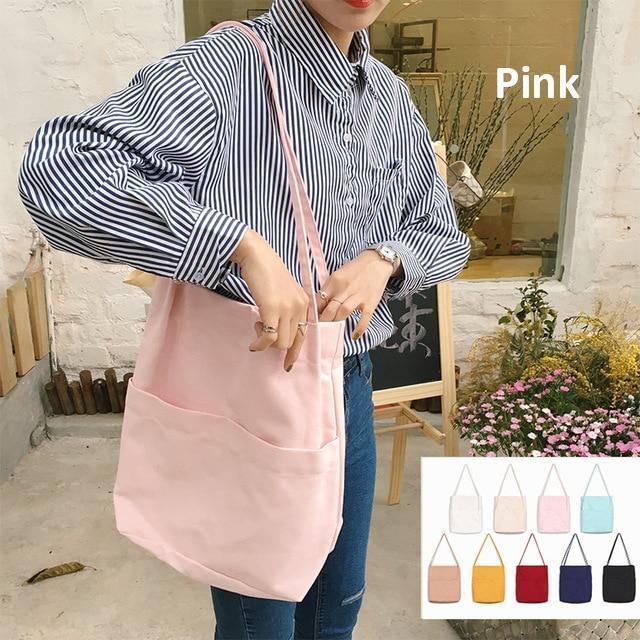 CANVAS SHOPPING TOTE - 6 COLORS!