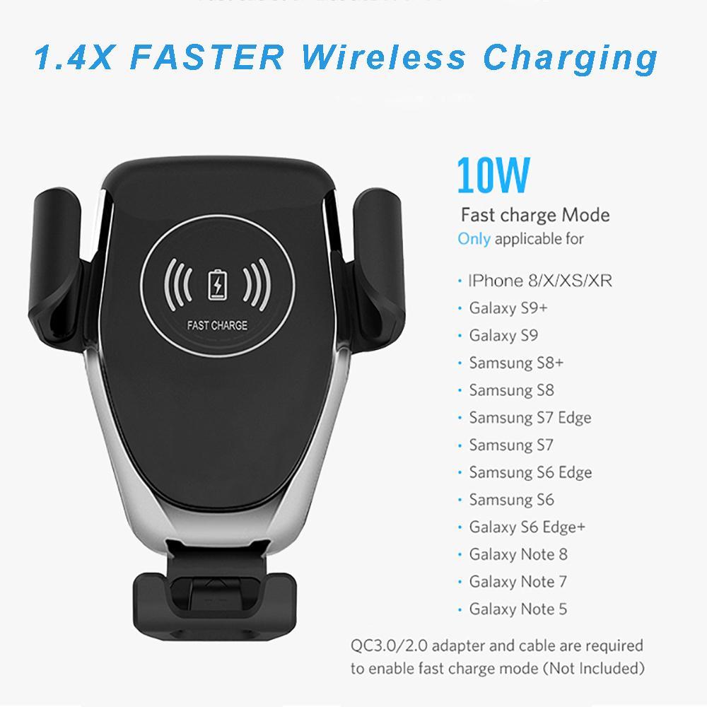 10W Fast QI Wireless Charger Car Mount Vent Charging Holder Stand