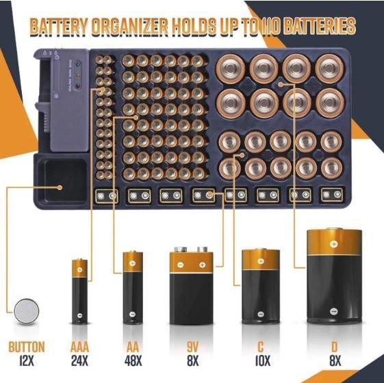 Battery Organizer with Energy Tester