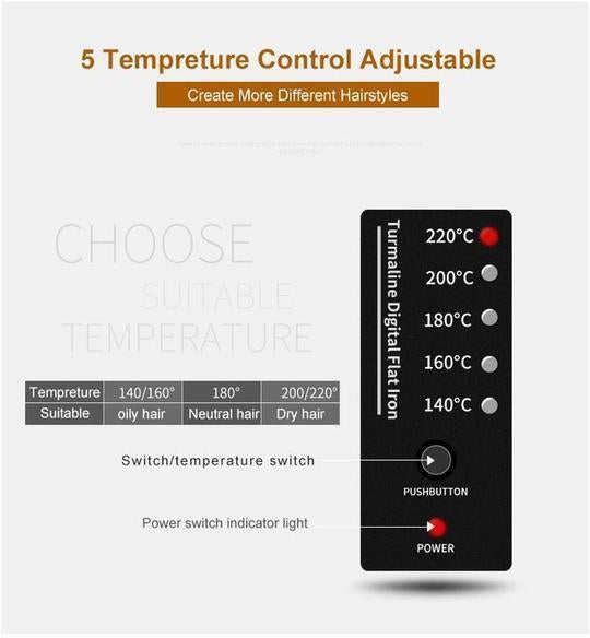 Five-Speed Thermostat Hair Straightener Clip Curved Corn Whisker Fluffy Hair Straightener