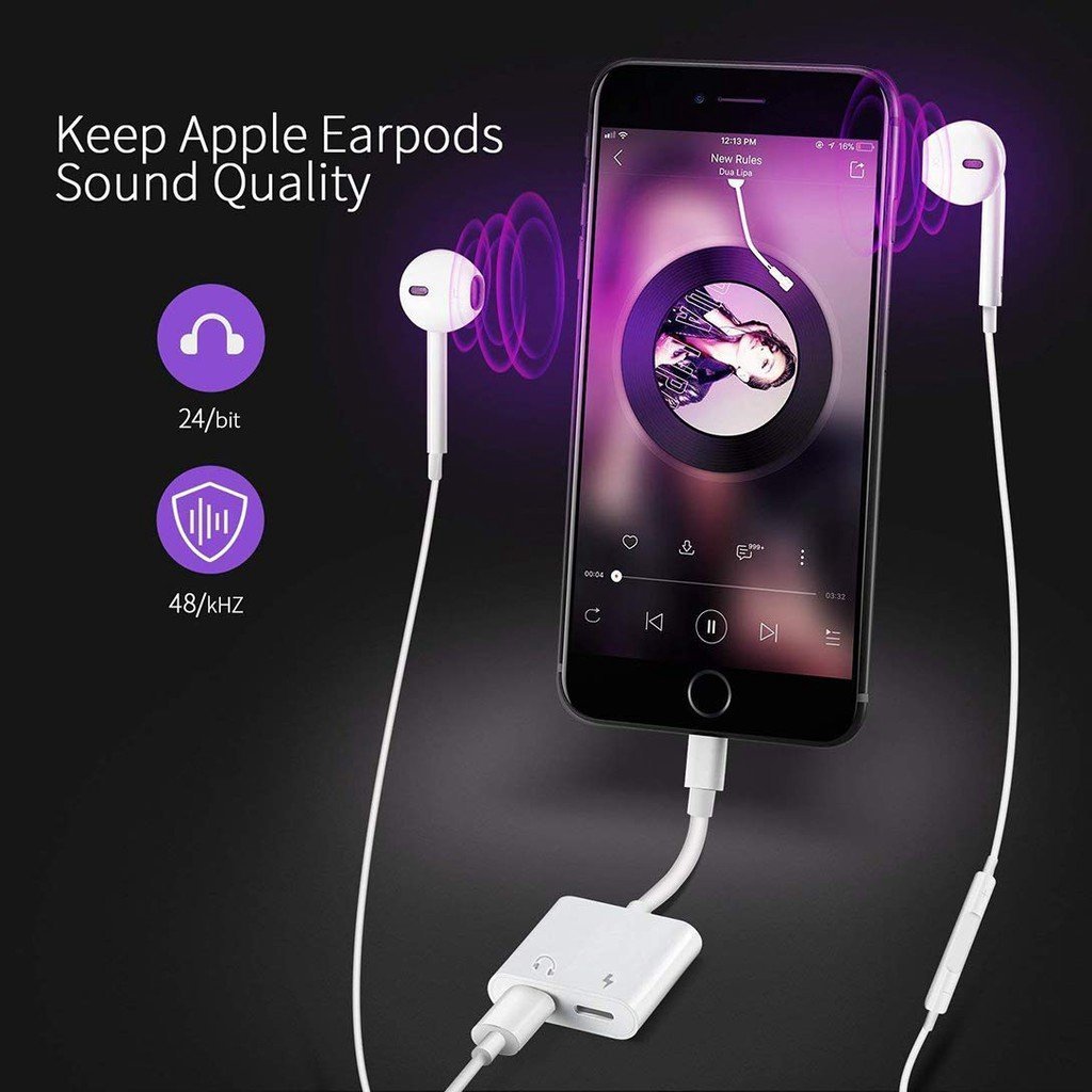 2 in1 Lightning Audio +Charger Adapter For iPhone Lightning Earphone Adapter