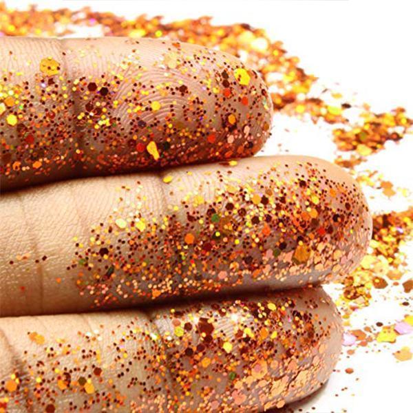 Gold  Mix Glitter Chunky Multi Purpose Dust Powder Arts &  Cosmetic Face Eye Body Nails Skin Hair Festival