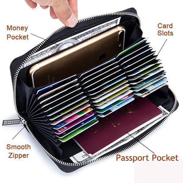 RFID Antimagnetic Genuine Leather Long Wallet
