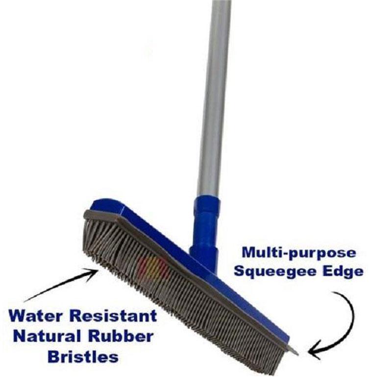 Multi-function Long Handle Natural Rubber Broom with Squeegee
