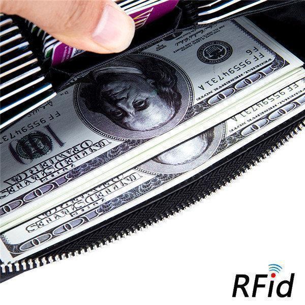 RFID Antimagnetic Genuine Leather Long Wallet