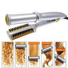 Load image into Gallery viewer, Professional 2-Way Rotating Curling Iron Hair Brush Curler Straightener