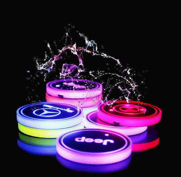 7 Colors Led Changing USB Charging Car Logo Cup Lights up Holder