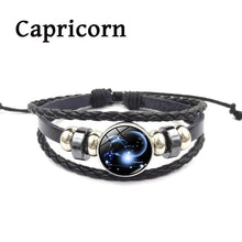 Load image into Gallery viewer, 12 Zodiac Signs Leather Bracelets