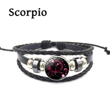 Load image into Gallery viewer, 12 Zodiac Signs Leather Bracelets