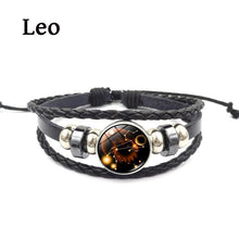 Load image into Gallery viewer, 12 Zodiac Signs Leather Bracelets