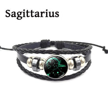 Load image into Gallery viewer, 12 Zodiac Signs Leather Bracelets